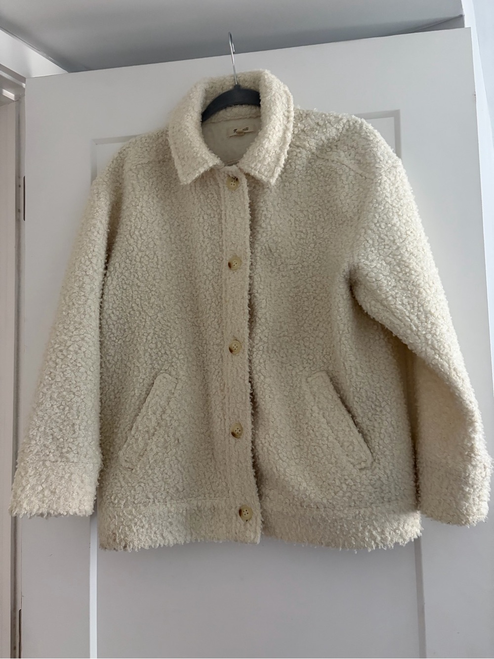 Madewell Cream Sherpa Button-Up Jacket